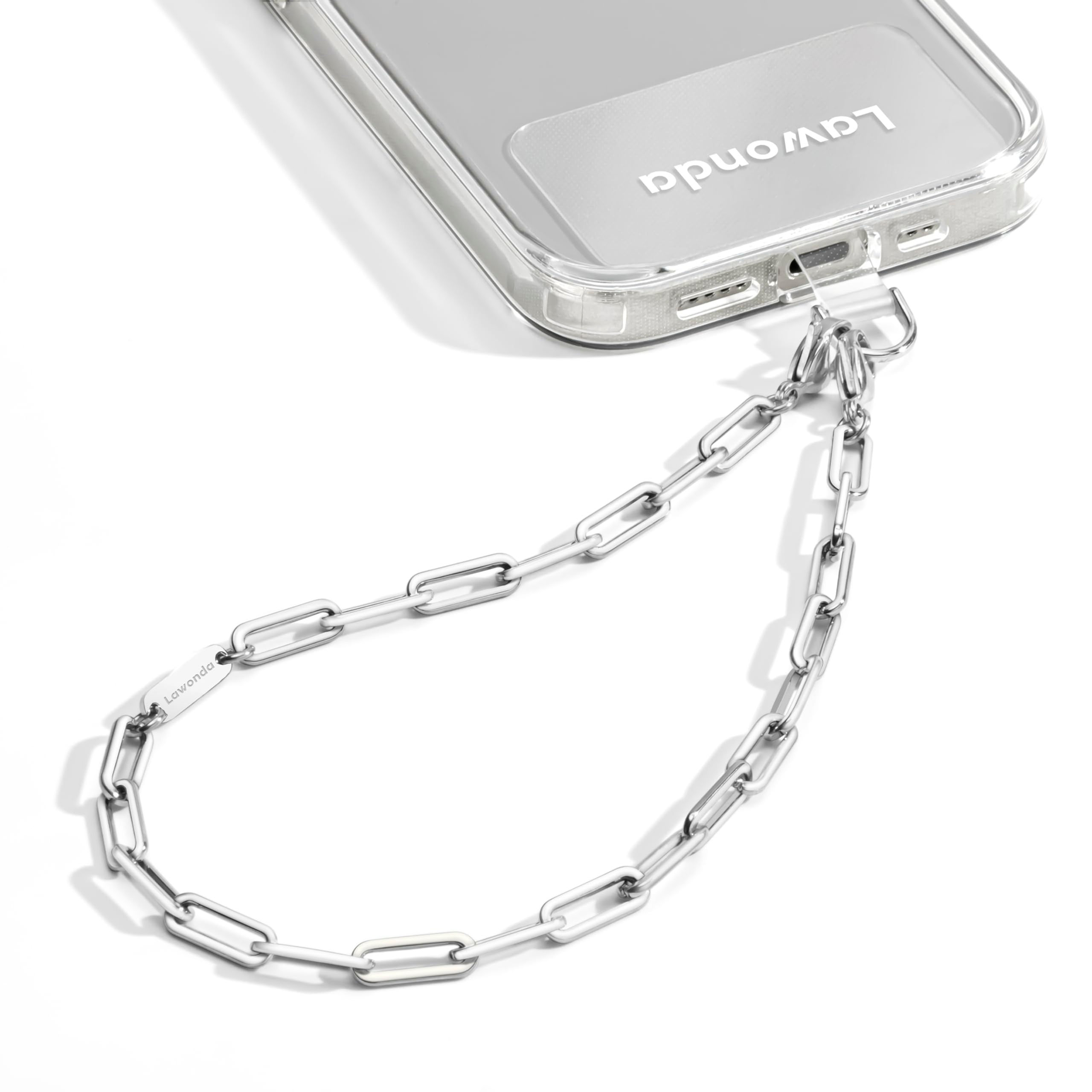 Lawonda Cell Phone Charm Strap with Wrist Metal Chain Detachable Phone Lanyard W