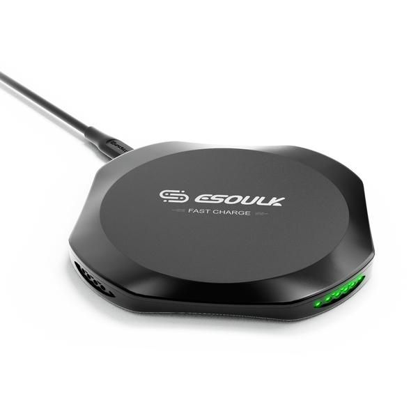 Esoulk 10W Fast Wireless Charger pad with green LED status light