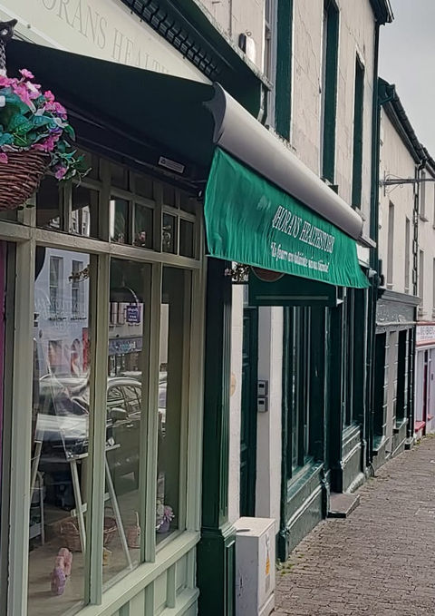 Retractable Awning Front View for Horan's Healthstore in Dingle