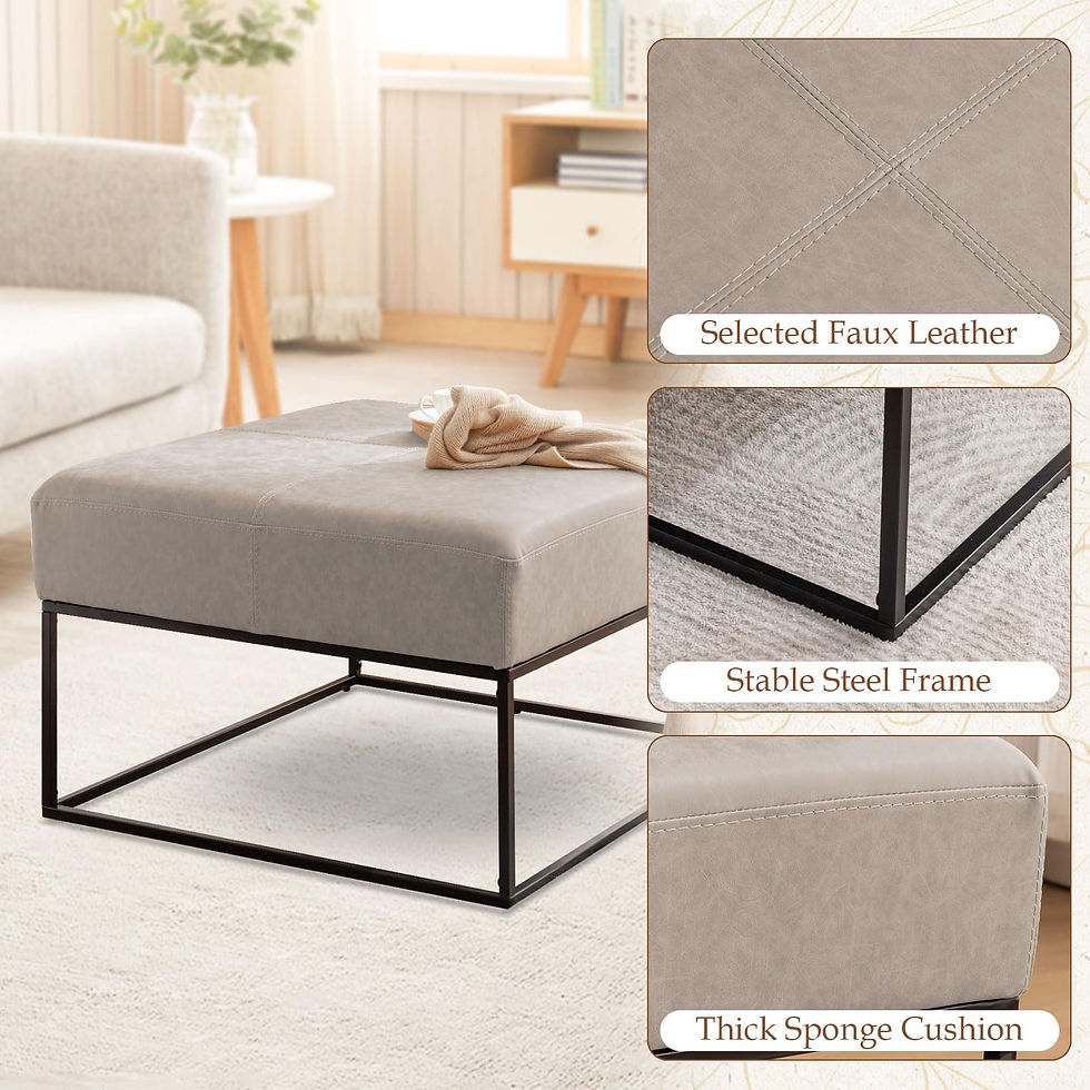 Thumbnail: BALIAA Modern Square Coffee Table, Farmhouse Ottoman Coffee Tables for Living Ro