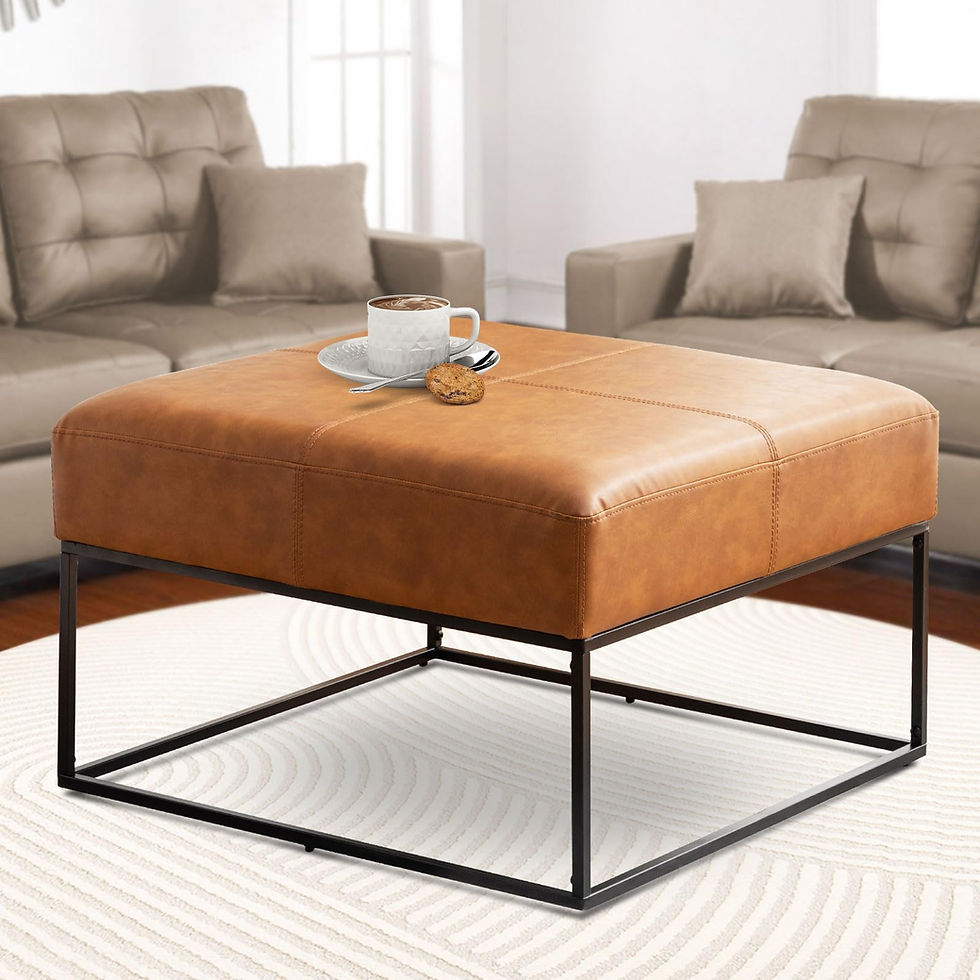 BALIAA Modern Square Coffee Table, Farmhouse Ottoman for Living Room, Large Vint