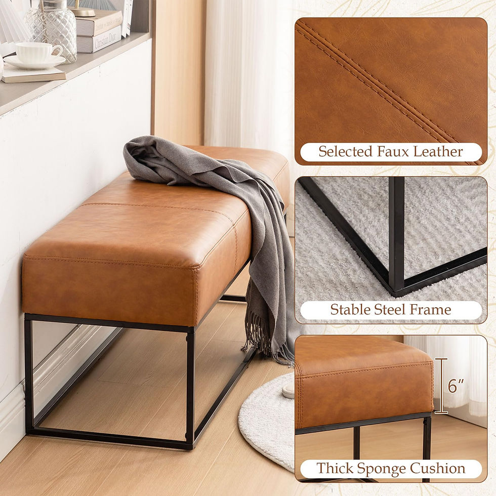 Thumbnail: BALIAA Entryway Bench for Bedroom End of Bed, Modern Ottoman with Faux Leather U