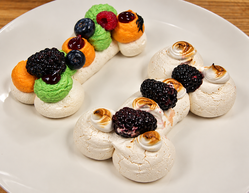 Berry-Topped Bone-Shaped Pavlovas