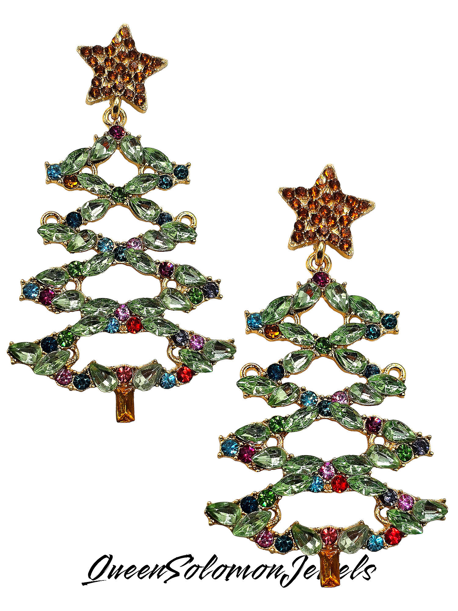 Crystal Christmas Tree Earrings