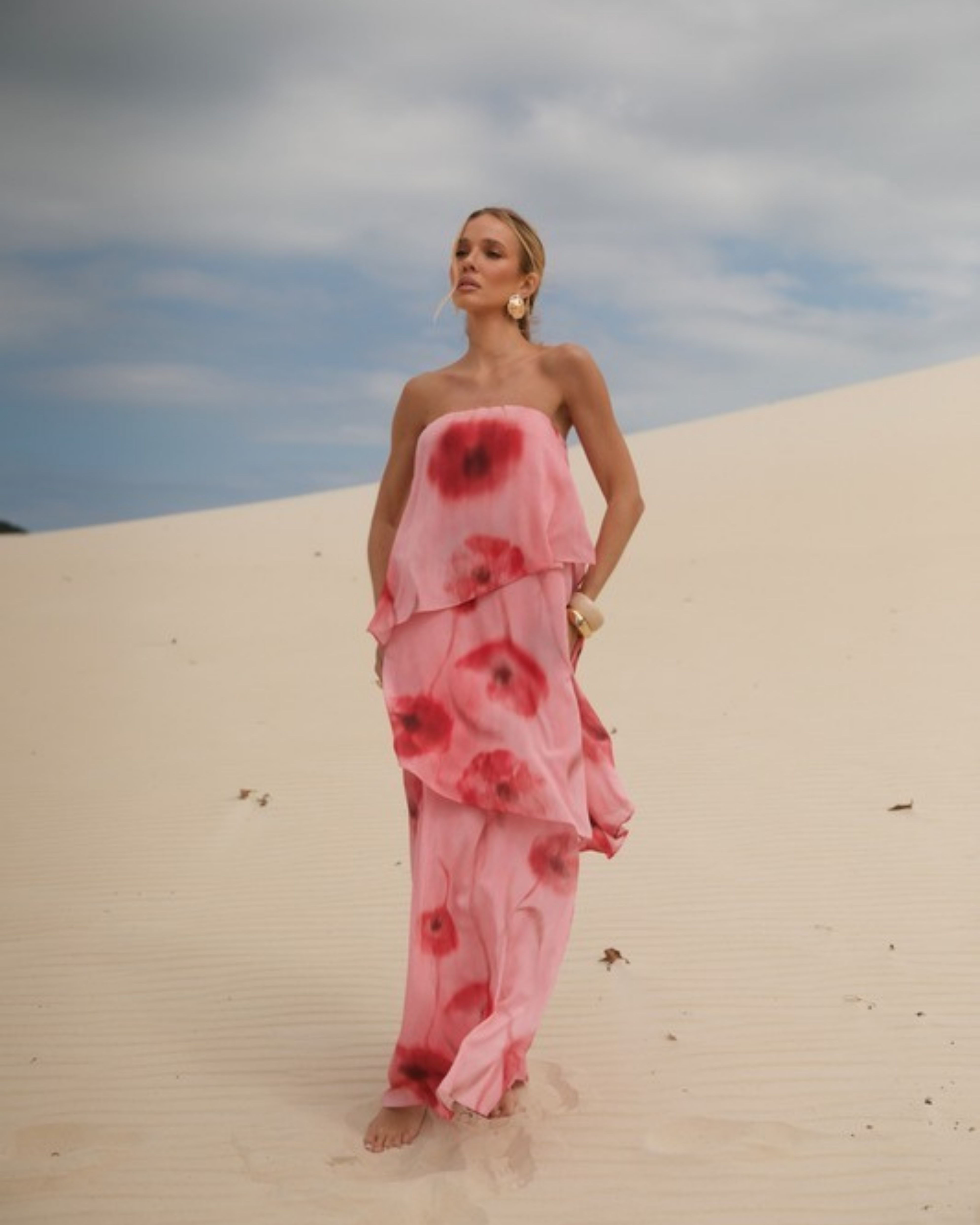 Vestido sem alça Estampado