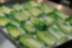 Fresh heads of romaine lettuce.