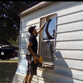 Window installation on exterior of home
