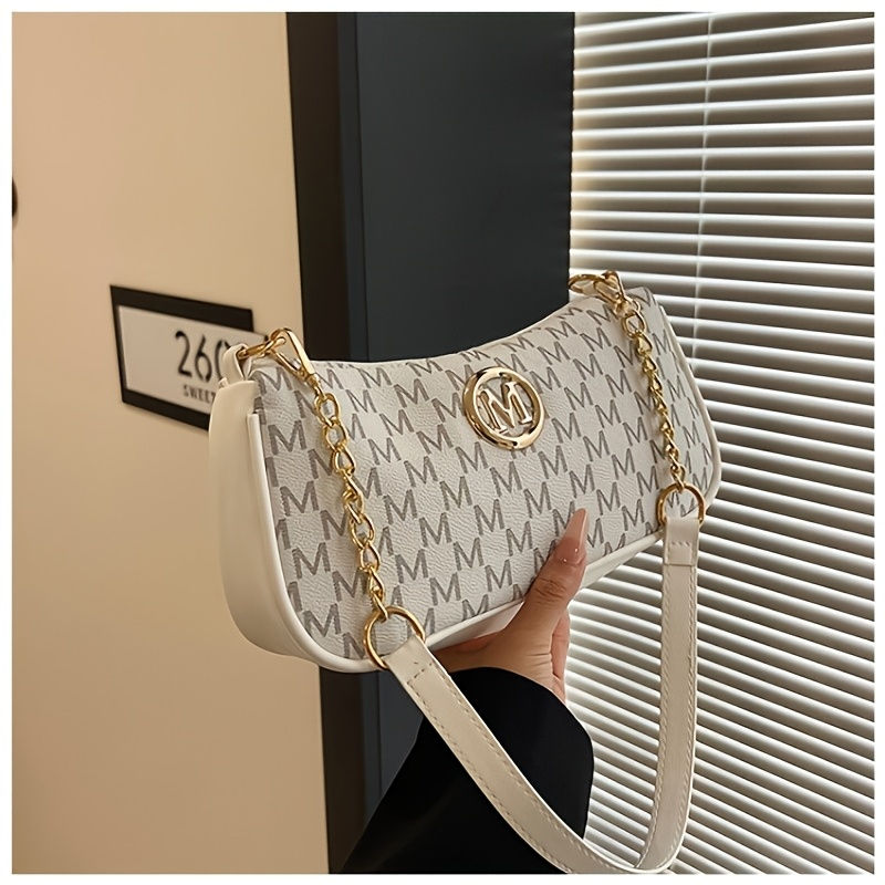Vintage Underarm Bag for Teenager Letter Print Crossbody Small Square Bag with C