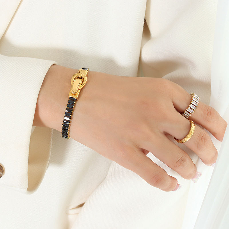 Miniatura: New Bracelet For Women Colorful Zircon Belt Buckle Elastic Hand Bracelet  Fashio