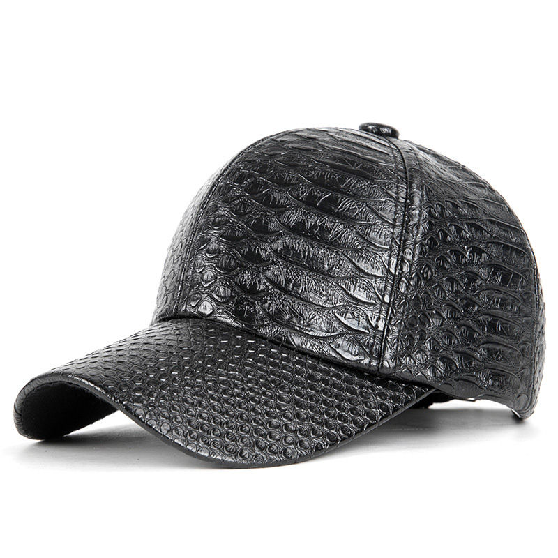 Men Women Novel Crocodile Pattern PU Leather Punk SunShade Baseball Cap Spring S