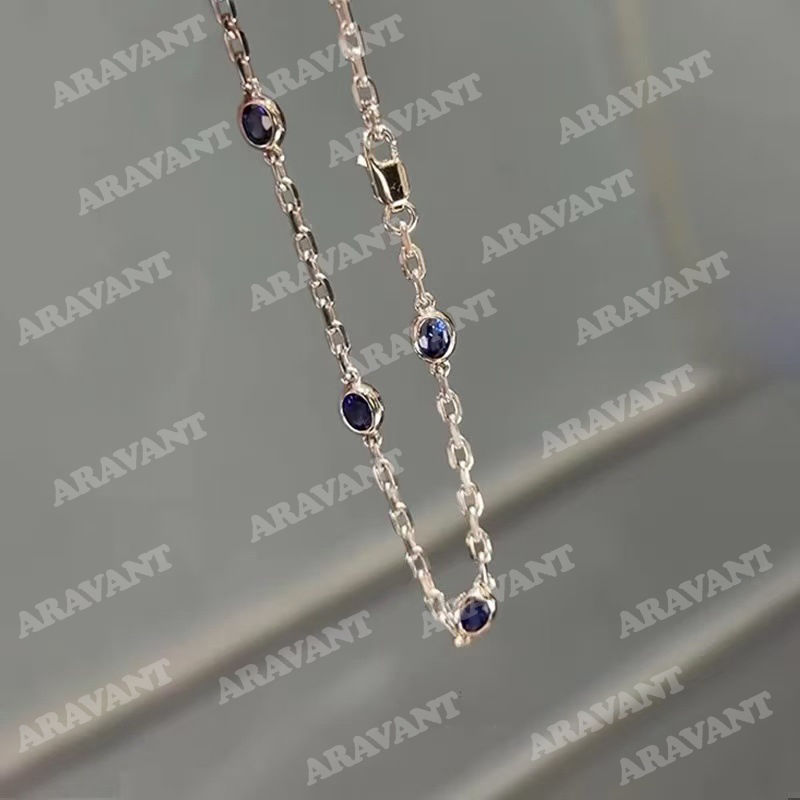 Miniatura: Aravant 925 Silver Round Blue Zircon Bracelets Chains For Women Wedding Jewelry
