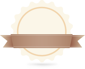 Circle & Ribbon Badge Beige