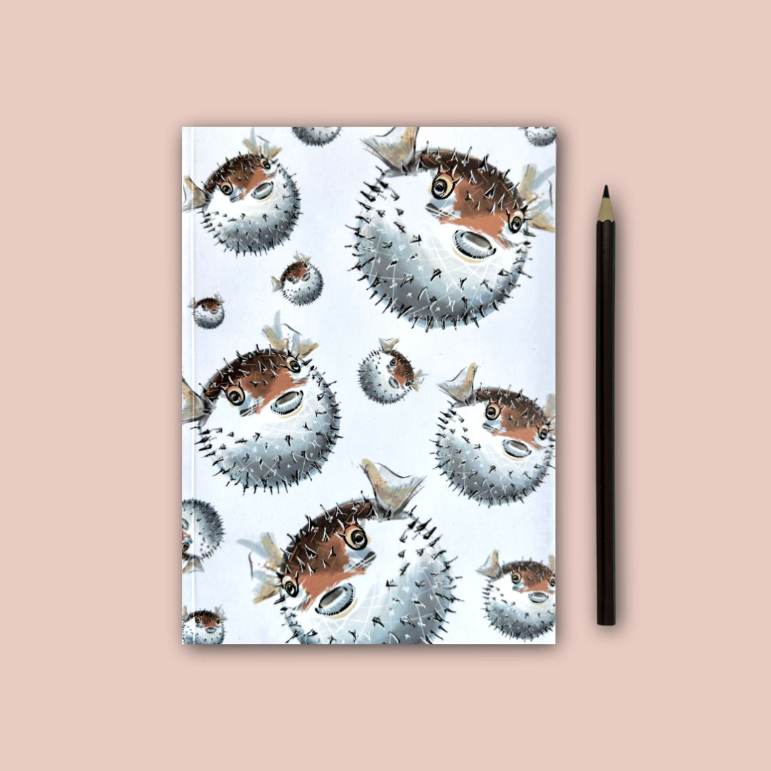 A5 notebook with puffa fish