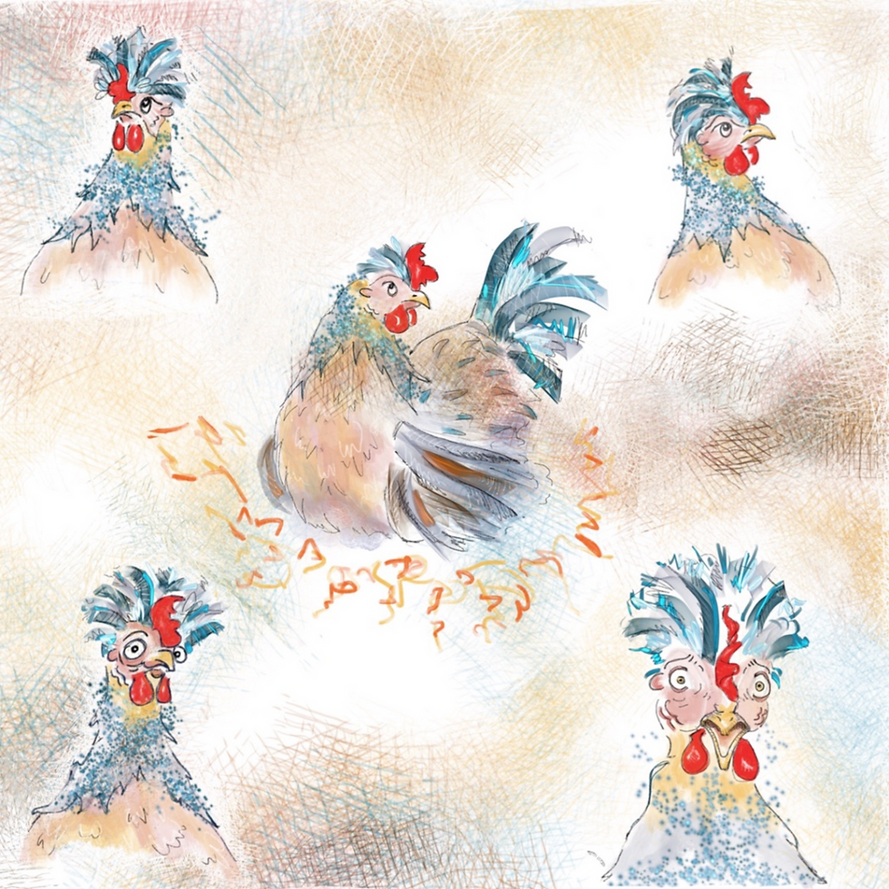 quirky chicken print