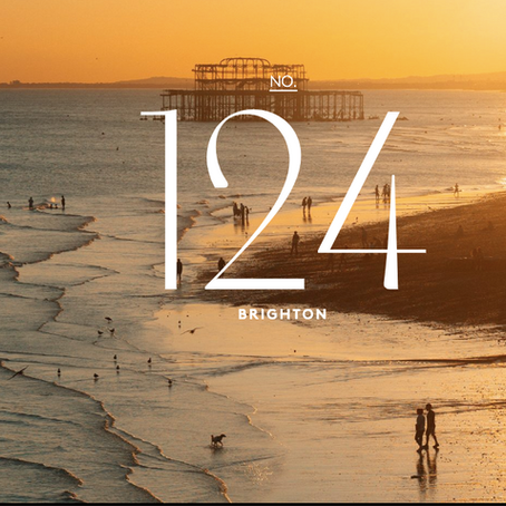 Seaside at sunset, with writings: 124 hotel 