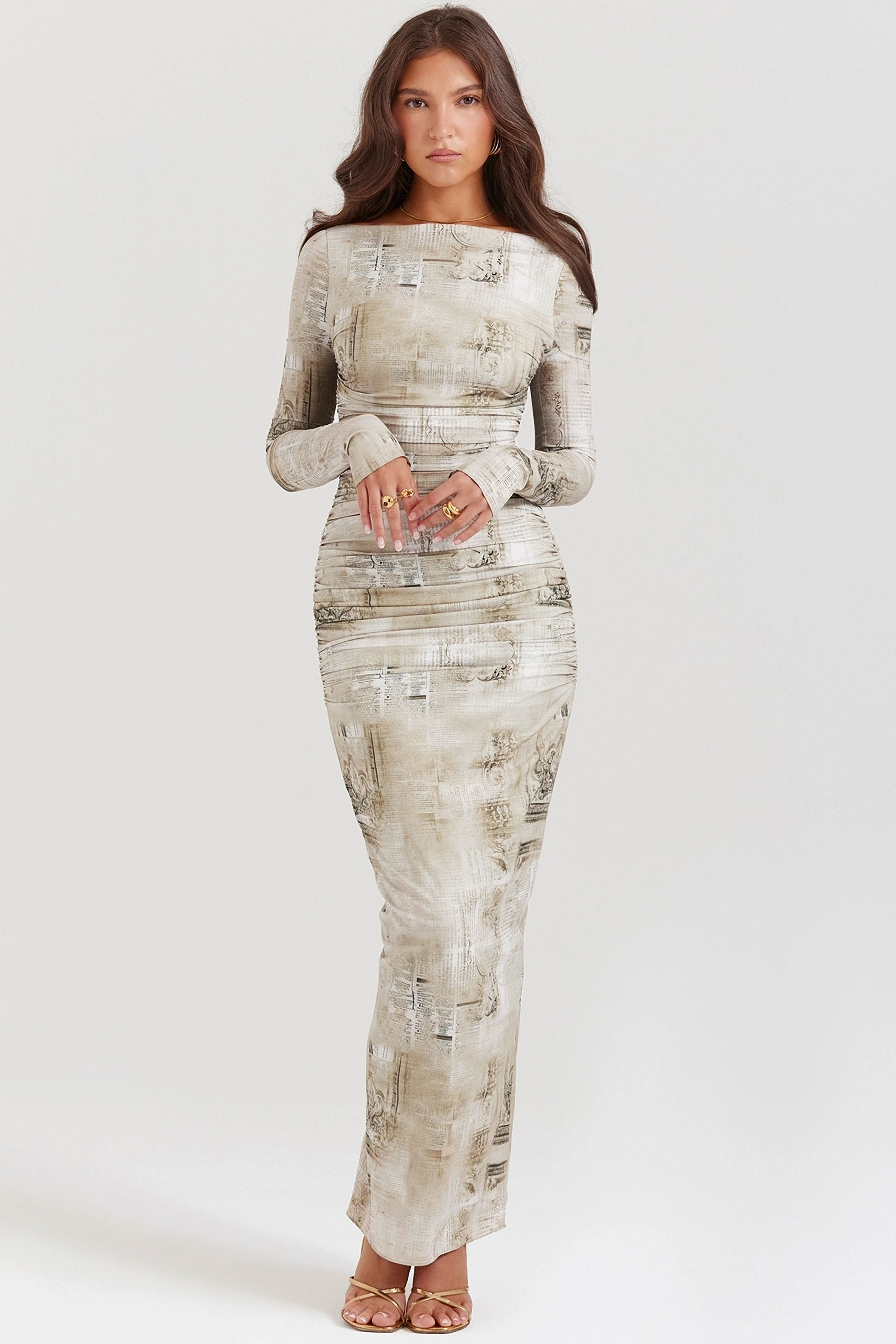 Mia - Bold slit maxi dress for evening events and formal outings.