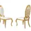 Thumbnail: Two ornate gold chairs with white seats and decorative backs.