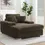 Thumbnail: Modern dark brown ribbed chaise lounge with comfortable pillows.
