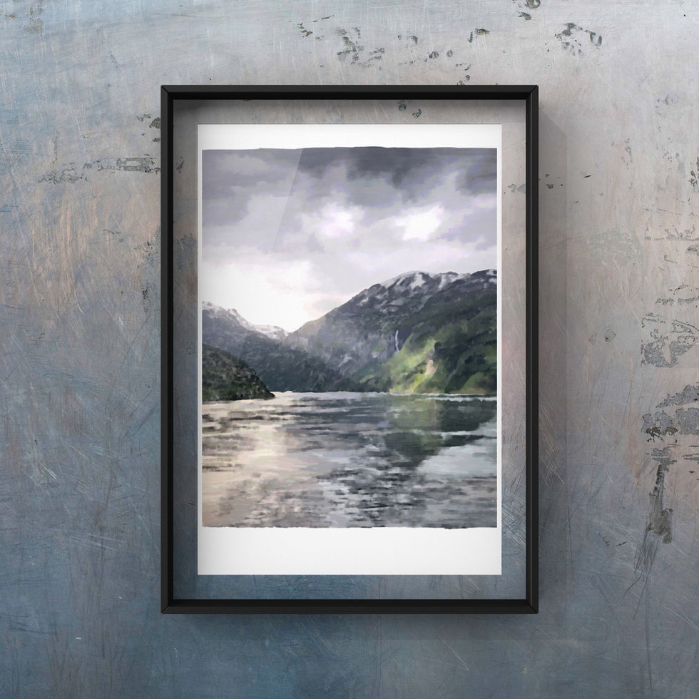 Mountains by a lake with the sun shining through and causing reflections of the mountains in the water.
