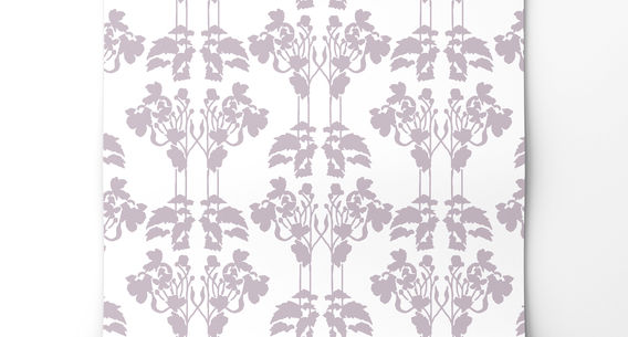 Repeating silhouettes of the Japanese anemone plants in a half drop striped pattern that blends with the hero design.