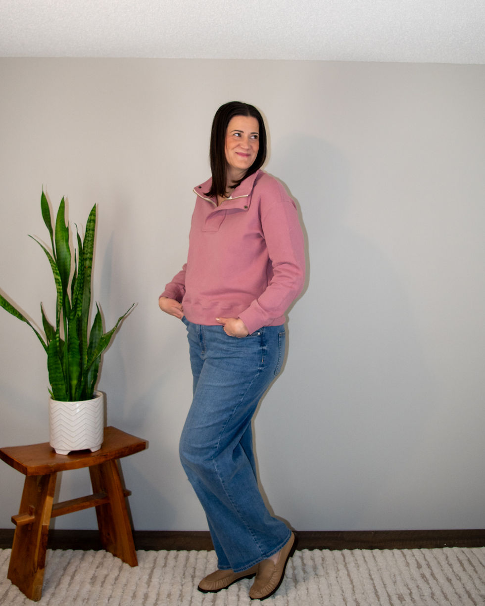 Thumbnail: Peak 1/4 Zip Sweatshirt - Rose