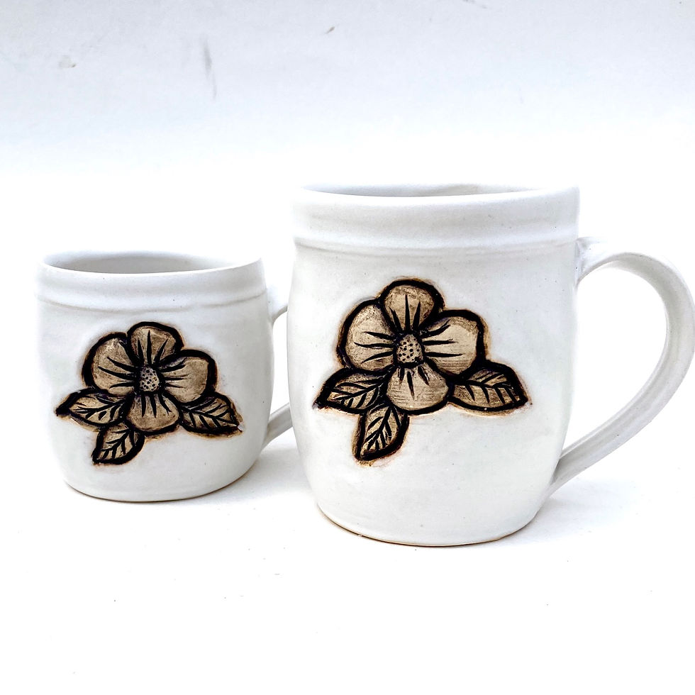 Thumbnail: Flower Pottery Mug, Satin Lace White, Standard Size