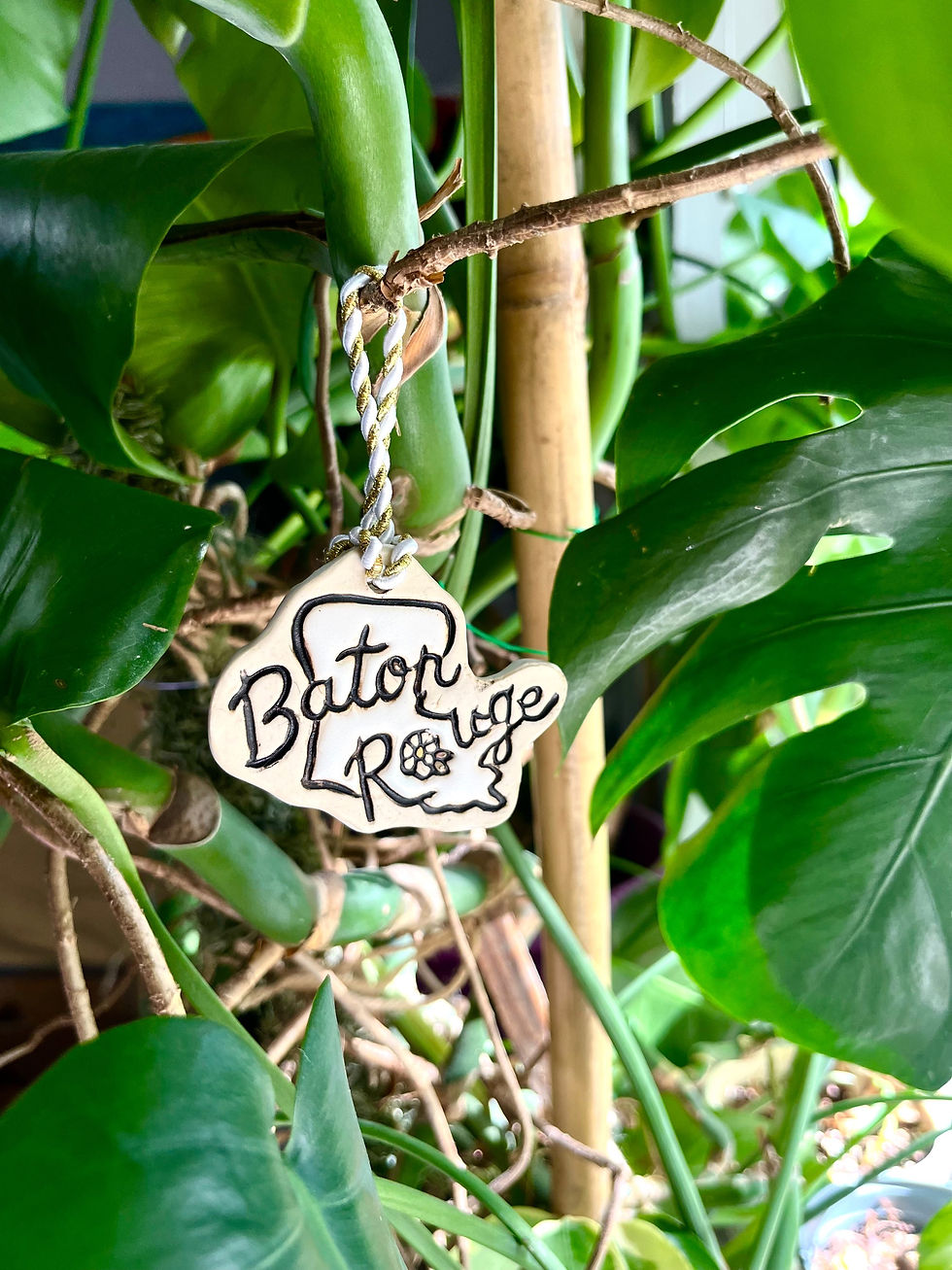 Thumbnail: Baton Rouge Ornament or Magnet, Handmade Pottery Souvenir Louisiana