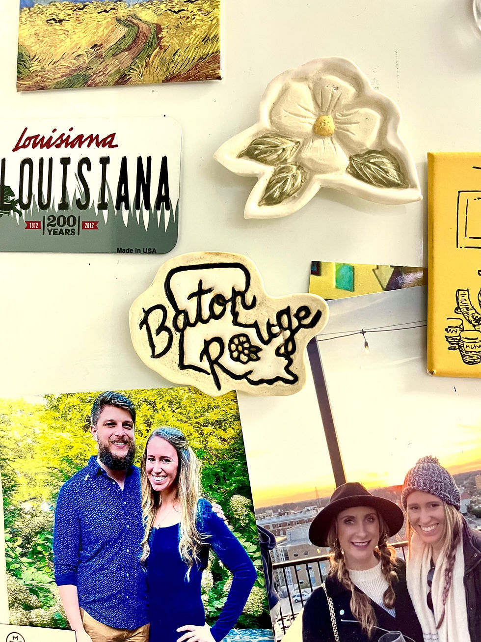 Thumbnail: Baton Rouge Ornament or Magnet, Handmade Pottery Souvenir Louisiana