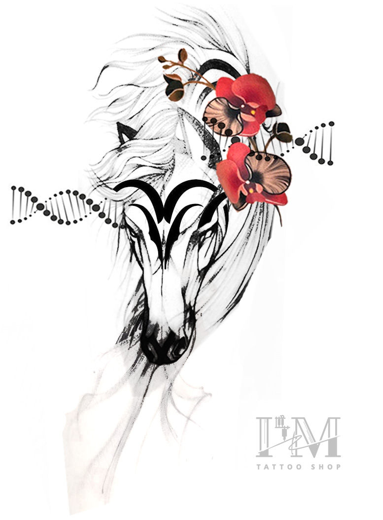 DNA FAMILY HORSE TATTOO