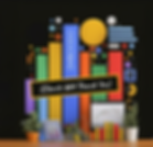 Colorful 3D data graphics with Emboodo logo.