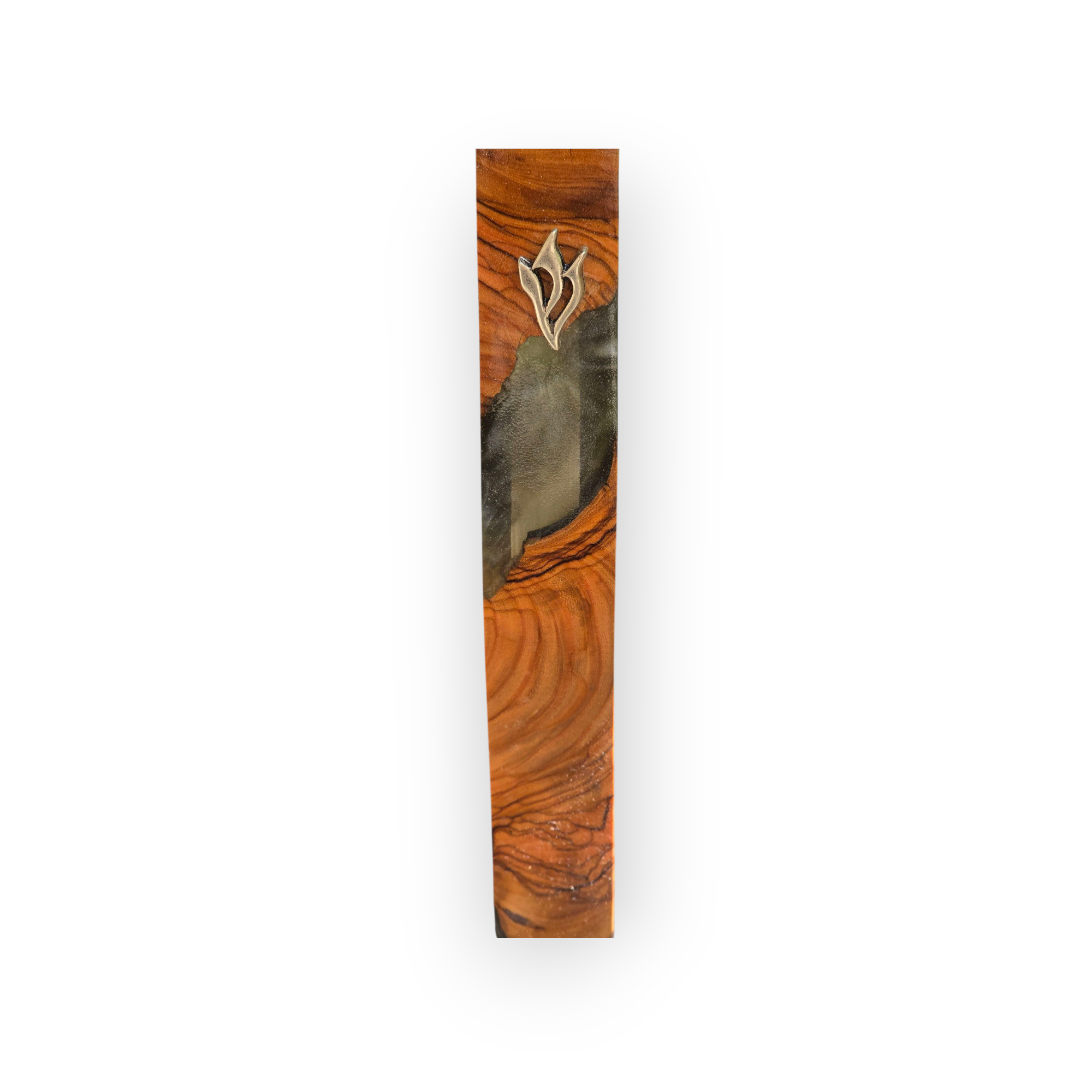 Olive wood mezuzah combined with epoxy