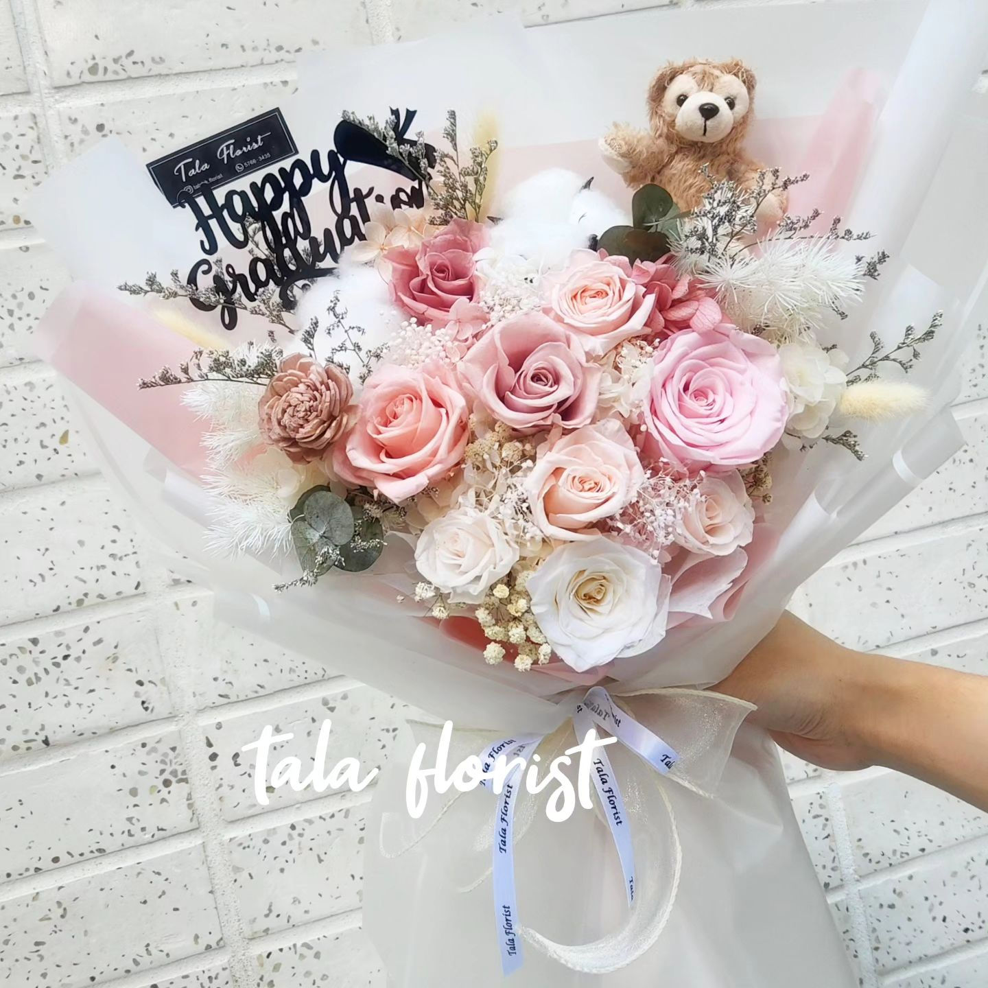 P24 Fancy 粉玫瑰永生花