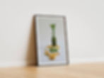 Minimalist basil kitchen art with olive oil bottle on cutting board and fresh leaves rustic culinary herb print