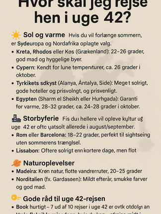 Hvor skal jeg rejse hen i uge 42?