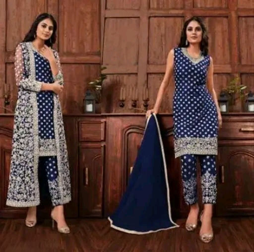 Thumbnail: Resham Style Semi-Stitched Suits