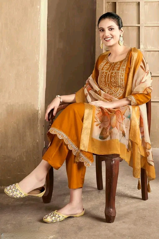 Thumbnail: Resham Trendy Multicolour Suit Dupatta Sets
