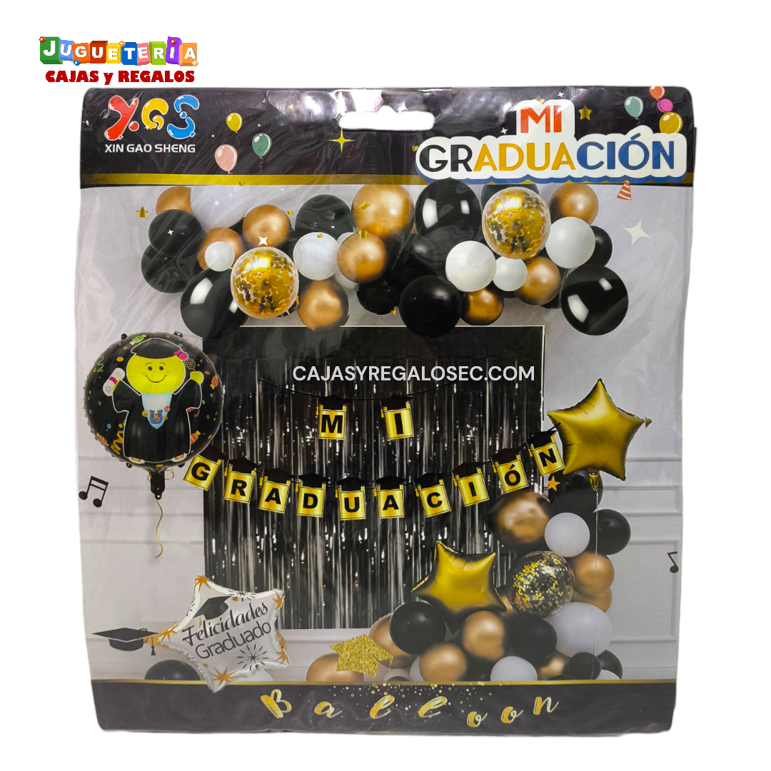 Kit de Globos y Decoración para Fiesta Graduación - Cortina Banderín Globos