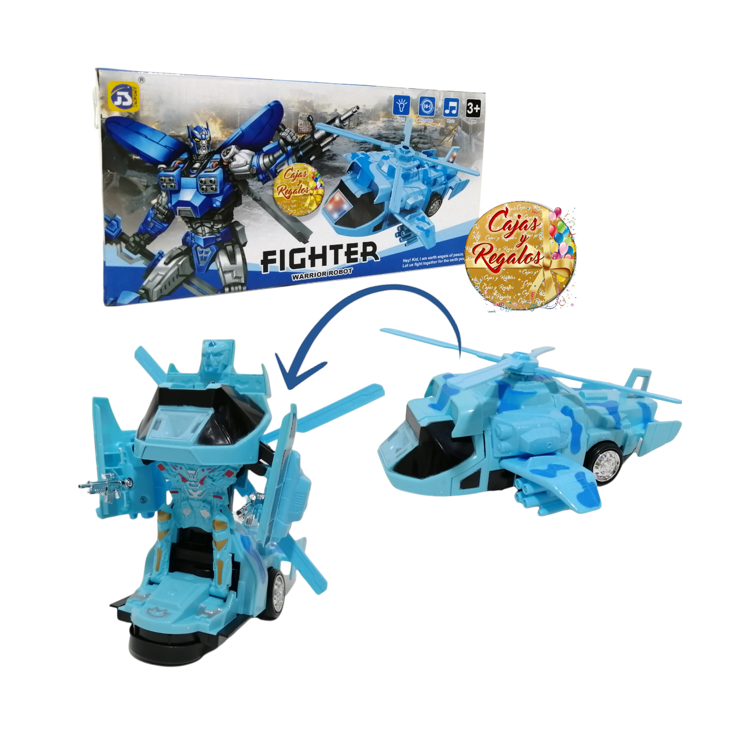 Helicóptero de Combate Transformers luces y sonido