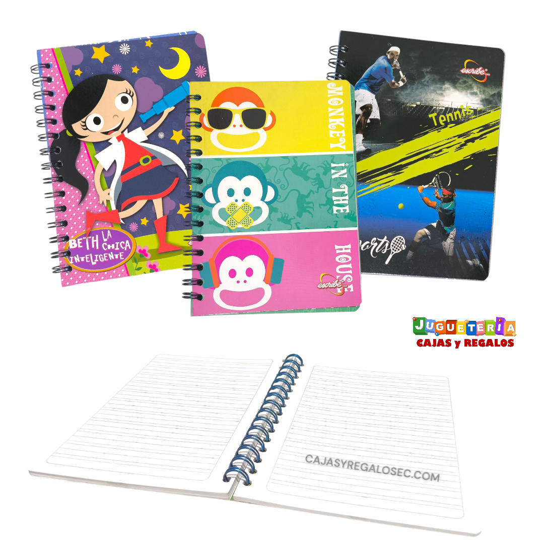 Cuaderno Espiral Junior Escribe - Cuadros - Modelos Surtidos - 100 hojas