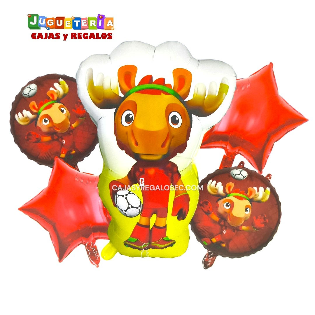 Bouquet Kit de 5 Globos - Alce Maple - Mascota del Mundial - Globos