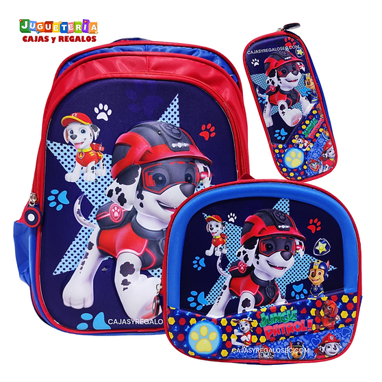 Mochila Escolar 3 piezas Paw Patrol Patrulla Canina Cajasyregalosec