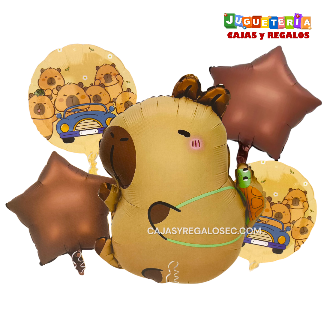 Bouquet Kit de 5 Globos - Capibara - Globos Metalico Ecuador