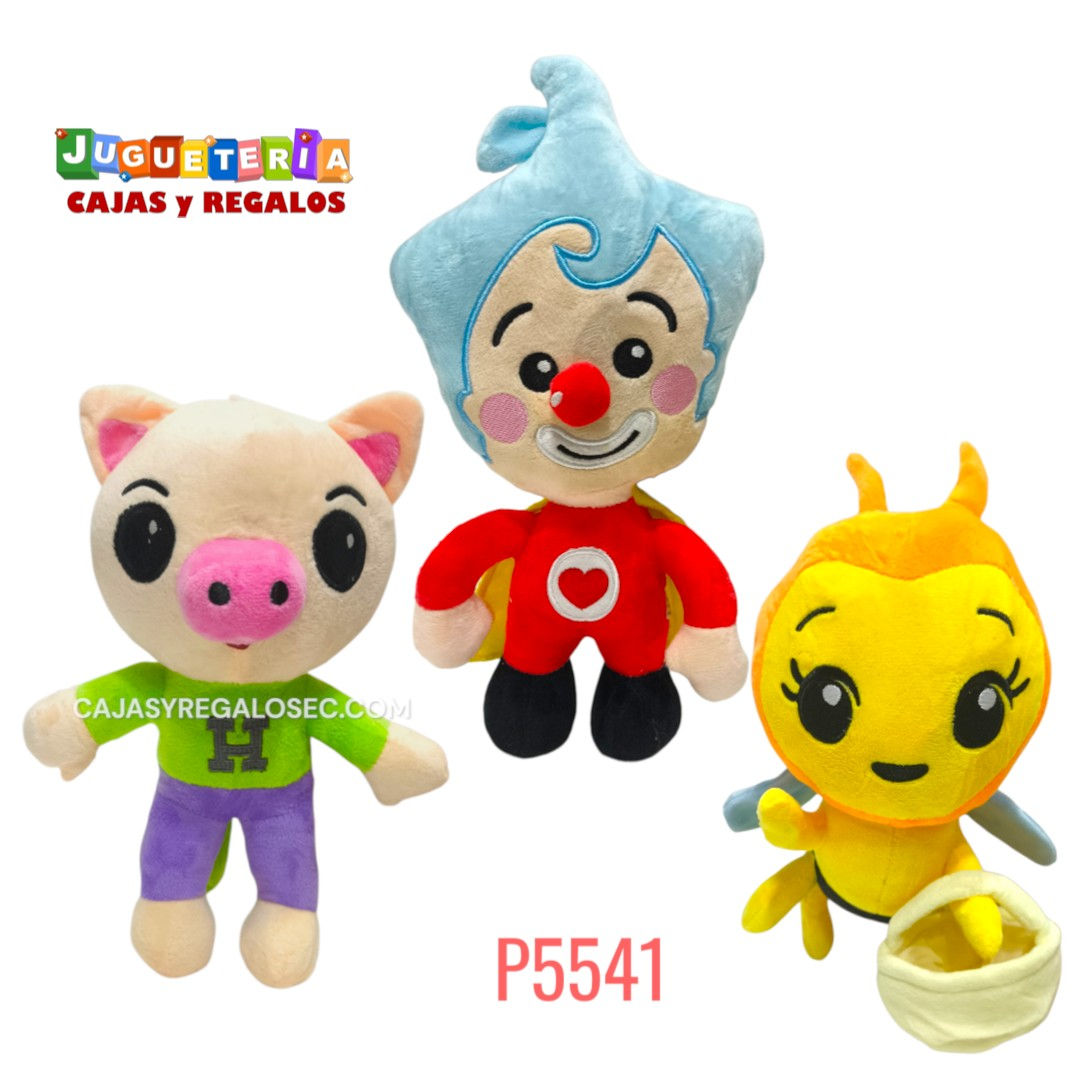 Kit 3 Peluches Payasito Plim Plim Abeja Chiquitita Cerdito Enojon - P5541