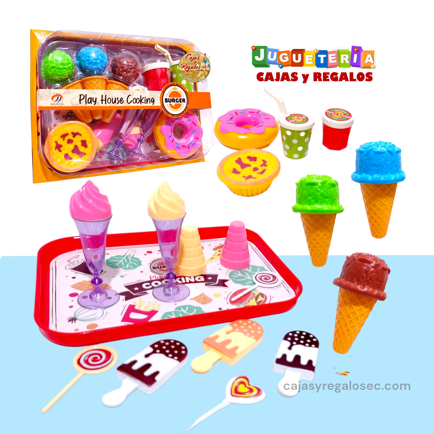 Caja de Postres Helados, Donas  y mas - Juguete Accesorios de Cocina - P3026