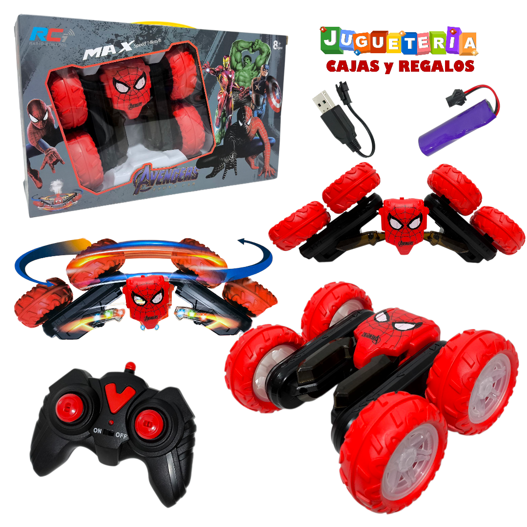 Carro Control Remoto Recargable - Spiderman - Carro Giratorio 360 Grados - P4870