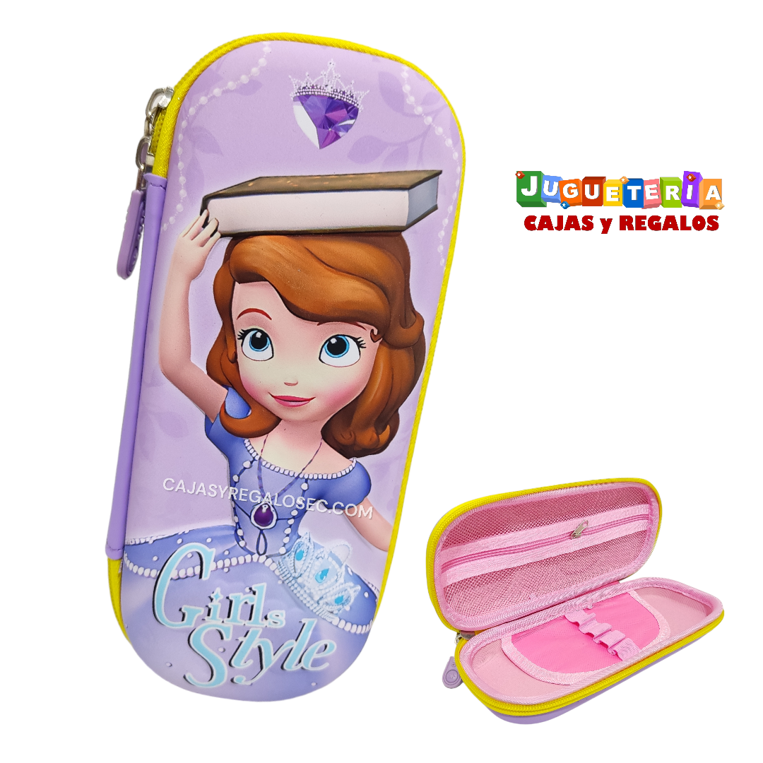 Cartuchera Escolar 3D Princesita Sofia - Compartimientos