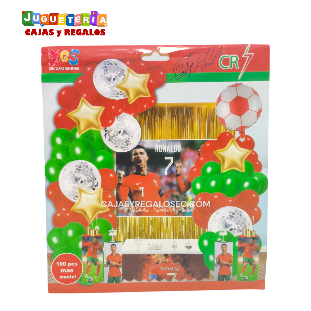 Arco y Decoración de Globos - Feliz Cumpleaños - Cristiano Ronaldo - P4794