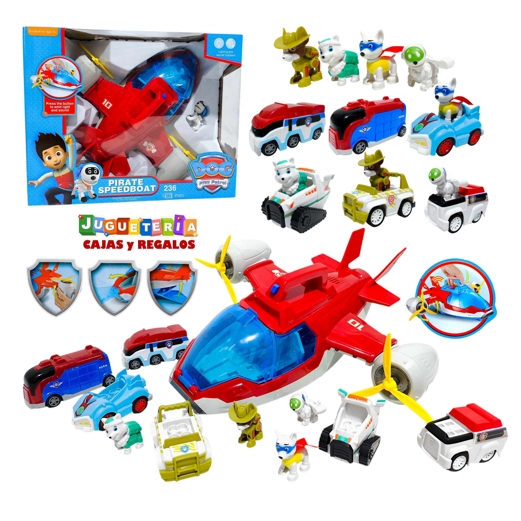 Juguetes Patrulla Canina - Avion Air Patroller con Paw Patrol y Carros - P4883