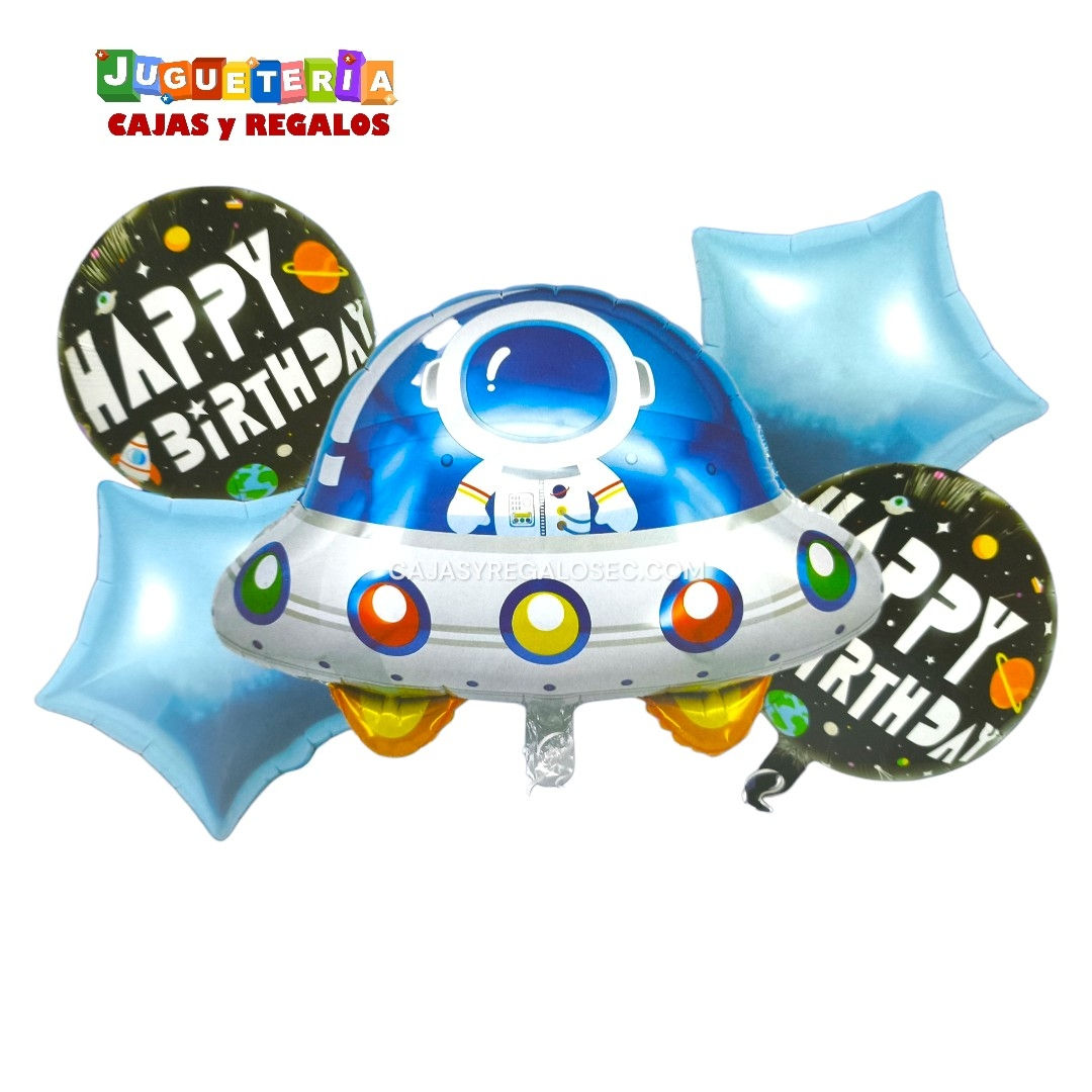 Bouquet Kit de 5 Globos - Astronauta Platillo Volador - Globos Metalico Ecuador