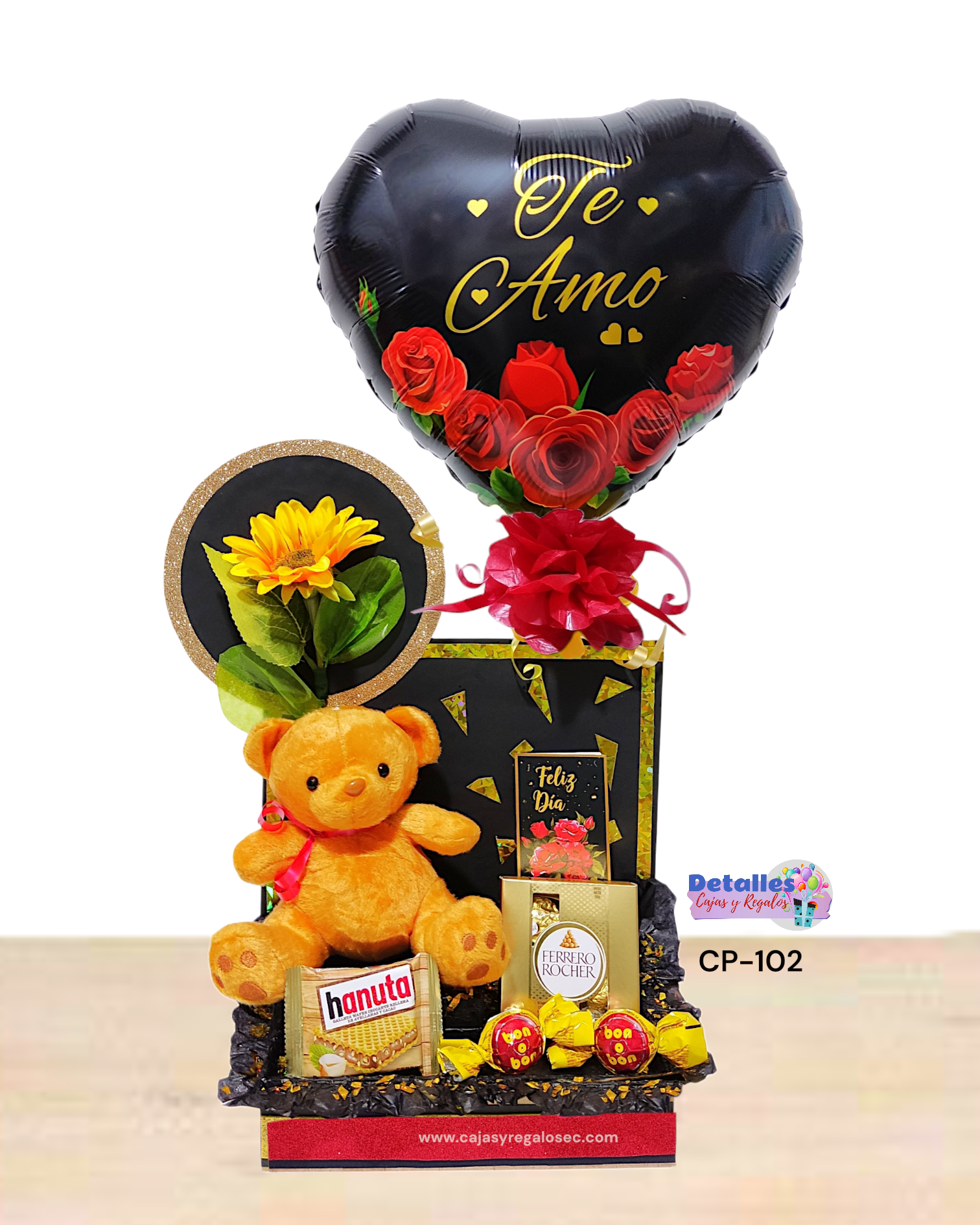Detalle Personalizado con Peluche - Arreglo con Chocolates y Globos - CP-102